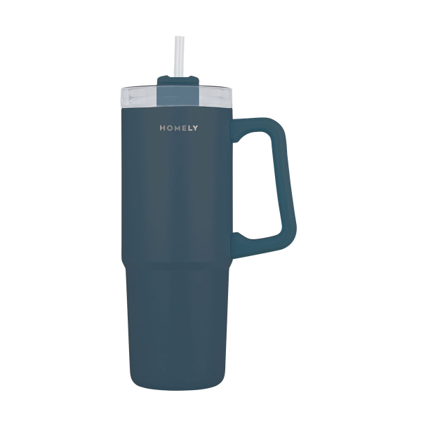 Κούπα Θερμός Με Λαβή & Καλαμάκι 900ml Homely Tumbler Indigo Blue 01-34511