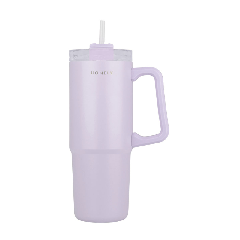 Κούπα Θερμός Με Λαβή & Καλαμάκι 900ml Homely Tumbler Lavender Fog 01-34528