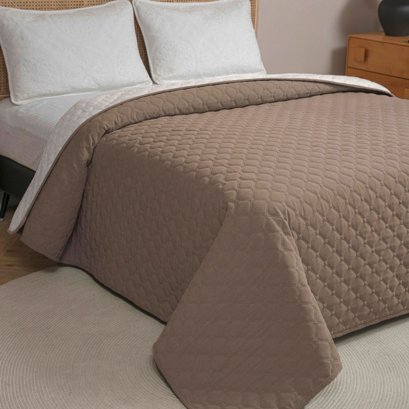 Κουβερλί Υπέρδιπλο (220x240) 2 Όψεων AdamHome Mistral Camel