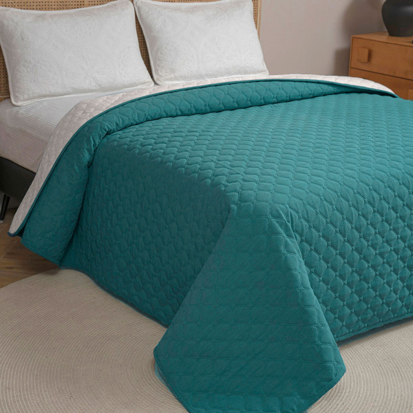 Κουβερλί Υπέρδιπλο (220x240) 2 Όψεων AdamHome Mistral Petrol