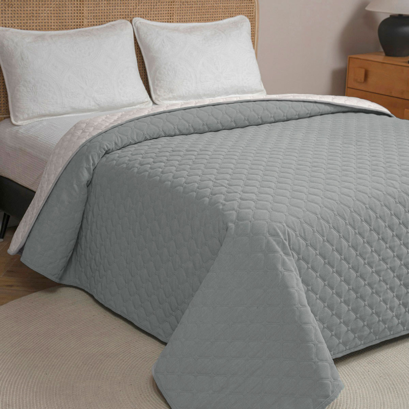 Κουβερλί Υπέρδιπλο (220x240) 2 Όψεων AdamHome Mistral Silver