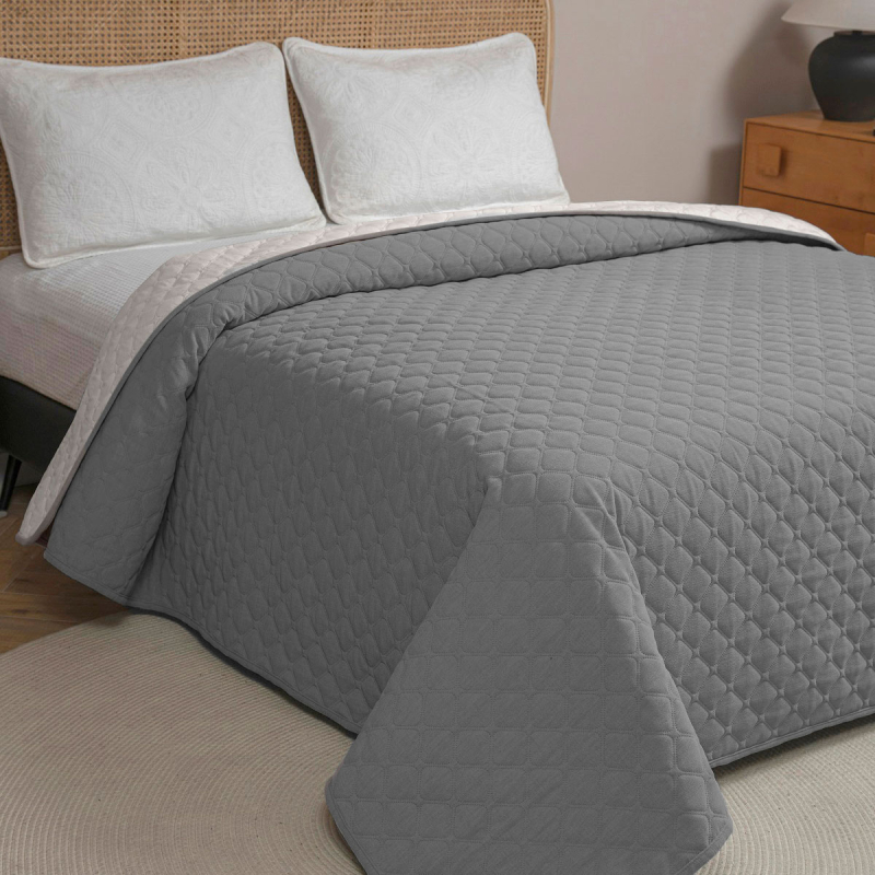 Κουβερλί Υπέρδιπλο (220x240) 2 Όψεων AdamHome Mistral Grey