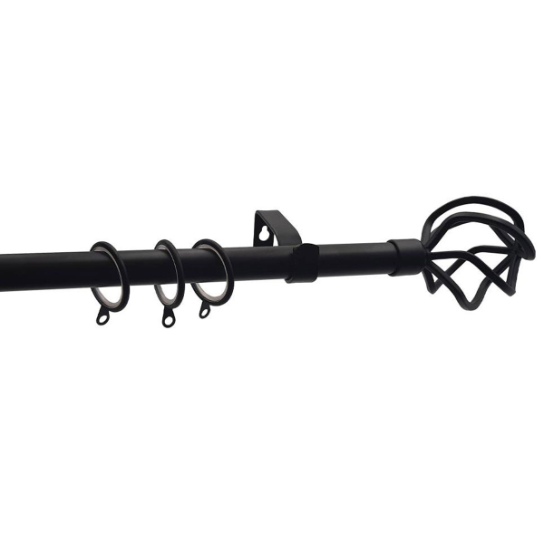 Κουρτινόξυλο Φ19mm Μονό Επεκτεινόμενο 120-210cm Με Άκρα Grace Black Mat 790124