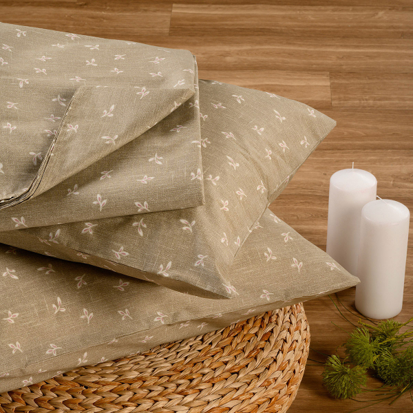 Σεντόνι King Size Με Λάστιχο + Μαξιλαροθήκες (Σετ) Melinen Ultra Line Mini Amour L.Mocca