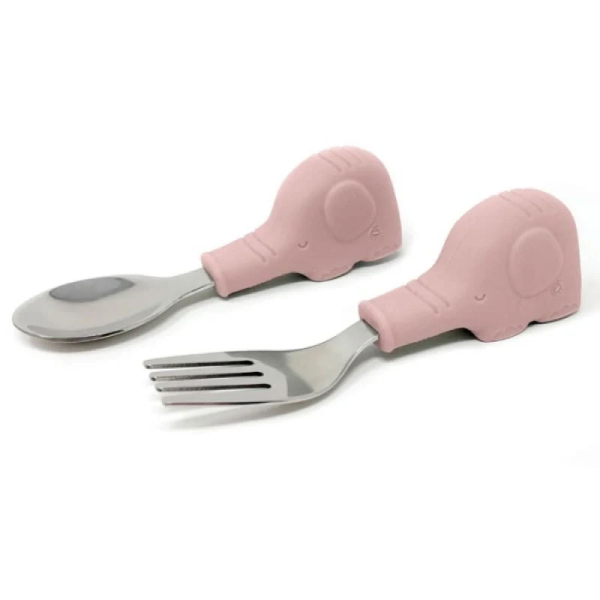 Κουτάλι + Πιρούνι (Σετ) Tiny Twinkle Elephant Ροζ TU-Ε-PN