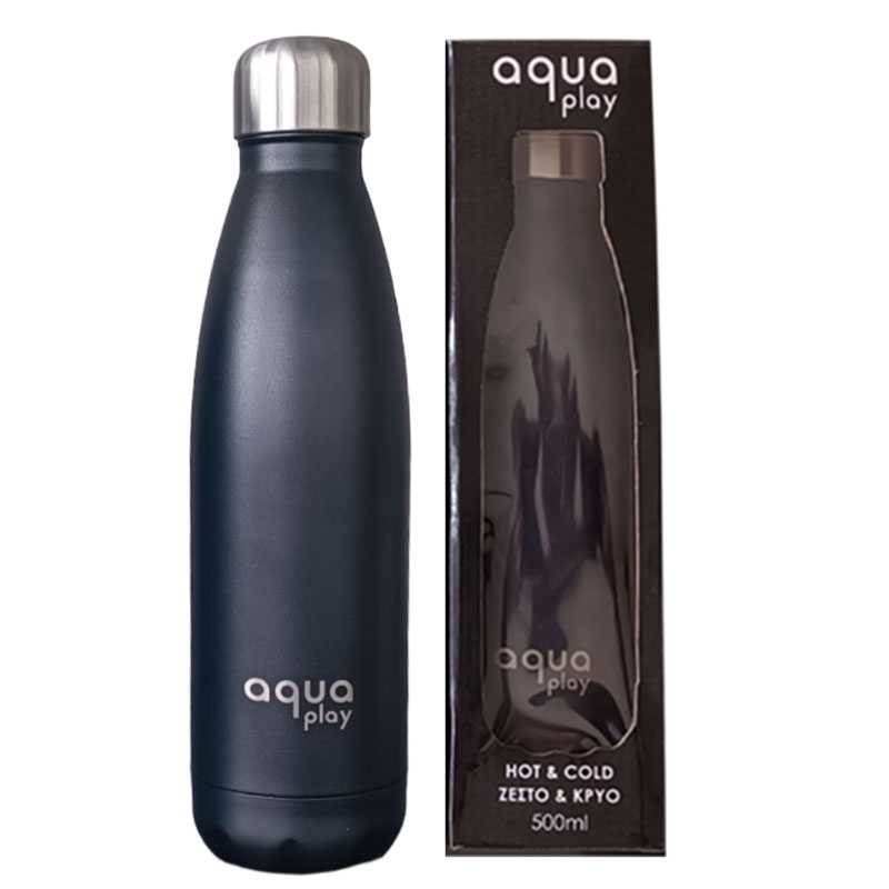 Μπουκάλι Θερμός 500Ml Aqua Play Black 64-03 Home Οργάνωση & Αποθήκευση Spitishop