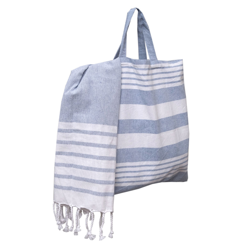 Τσάντα Θαλάσσης + Παρεό (85x165) Viopros Γκαμπριέλα Μπλε