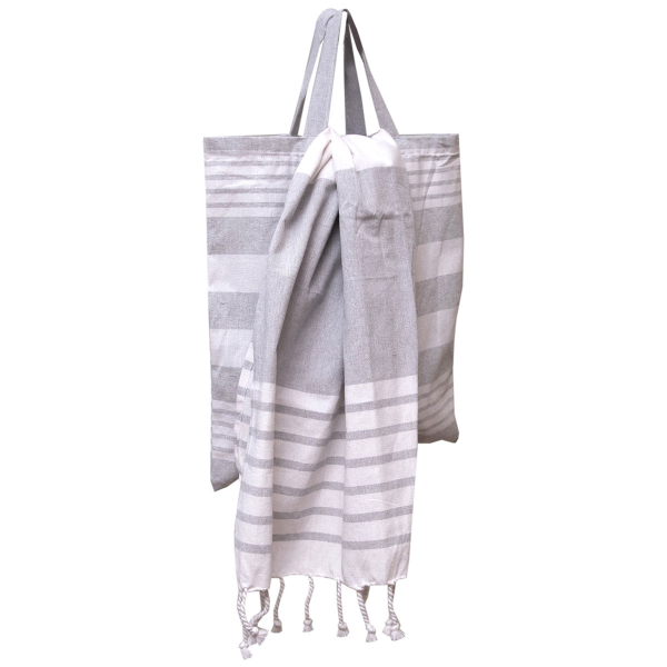 Τσάντα Θαλάσσης + Παρεό (85x165) Viopros Γκαμπριέλα Γκρι