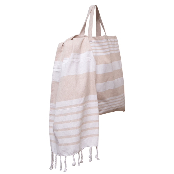 Τσάντα Θαλάσσης + Παρεό (85x165) Viopros Γκαμπριέλα Μπεζ