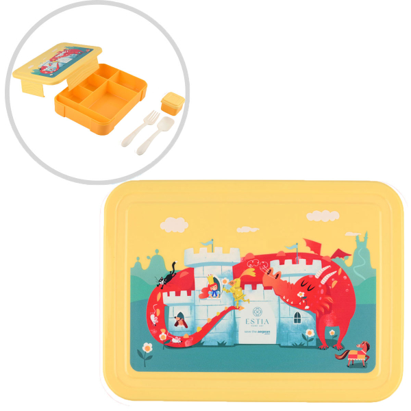 Φαγητοδοχείο Με Χωρίσματα & Κουτάλι & Πιρούνι (Σετ) Estia Save The Aegean Fortress Dragon 01-33415