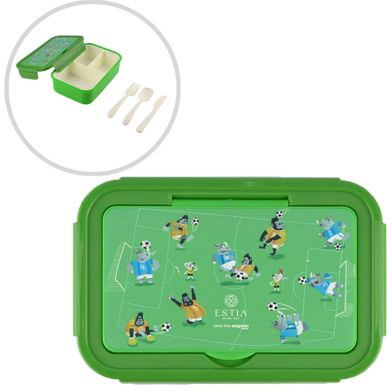 Φαγητοδοχείο Με Χωρίσματα & Κουτάλι & Πιρούνι & Μαχαίρι (Σετ) Estia Save The Aegean Jungle Kick 01-33637