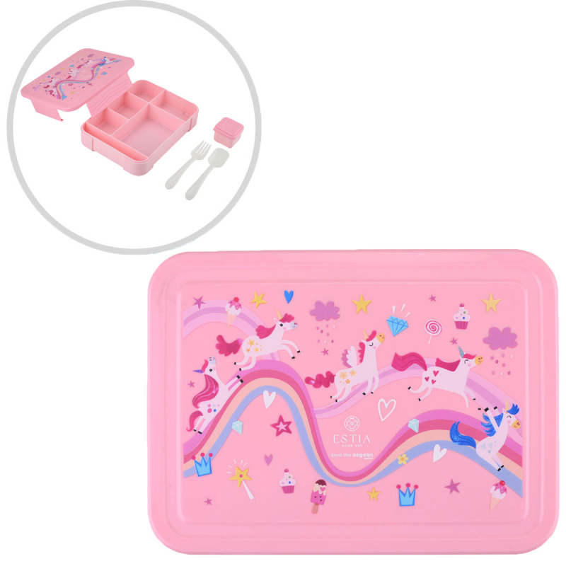 Φαγητοδοχείο Με Χωρίσματα & Κουτάλι & Πιρούνι (Σετ) Estia Save The Aegean Rainbow Dreams 01-34344