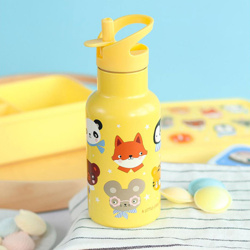 Παγούρι - Θερμός 350ml Με Καλαμάκι Α Little Lovely Company Animal Friends DBSSAF87