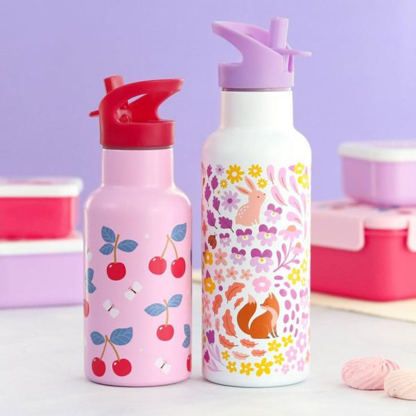 Παγούρι - Θερμός 350ml Με Καλαμάκι Α Little Lovely Company Cherries DBSSCH88