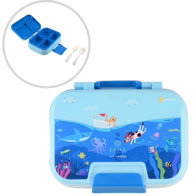 Φαγητοδοχείο Με Χωρίσματα & Κουτάλι & Πιρούνι (Σετ) Estia Save The Aegean Ocean Play 01-33514