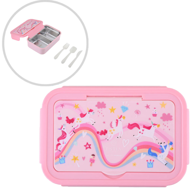 Φαγητοδοχείο Με Χωρίσματα & Κουτάλι & Πιρούνι & Μαχαίρι (Σετ) Estia Save The Aegean Rainbow Dreams 01-34382