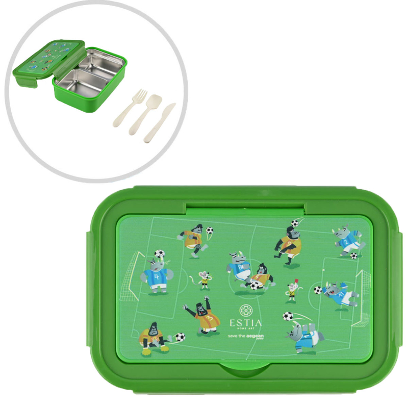 Φαγητοδοχείο Με Χωρίσματα & Κουτάλι & Πιρούνι & Μαχαίρι (Σετ) Estia Save The Aegean Jungle Kick 01-33705