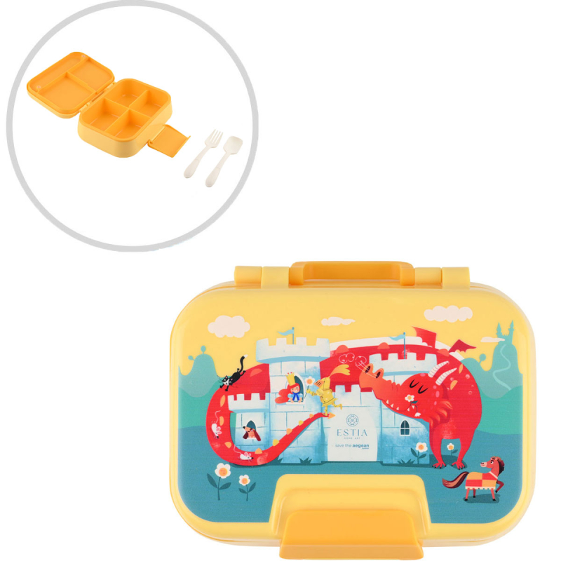 Φαγητοδοχείο Με Χωρίσματα & Κουτάλι & Πιρούνι (Σετ) Estia Save The Aegean Fortress Dragon 01-33552