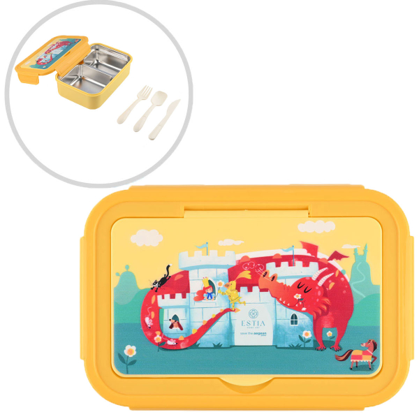 Φαγητοδοχείο Με Χωρίσματα & Κουτάλι & Πιρούνι & Μαχαίρι (Σετ) Estia Save The Aegean Fortress Dragon 01-33699