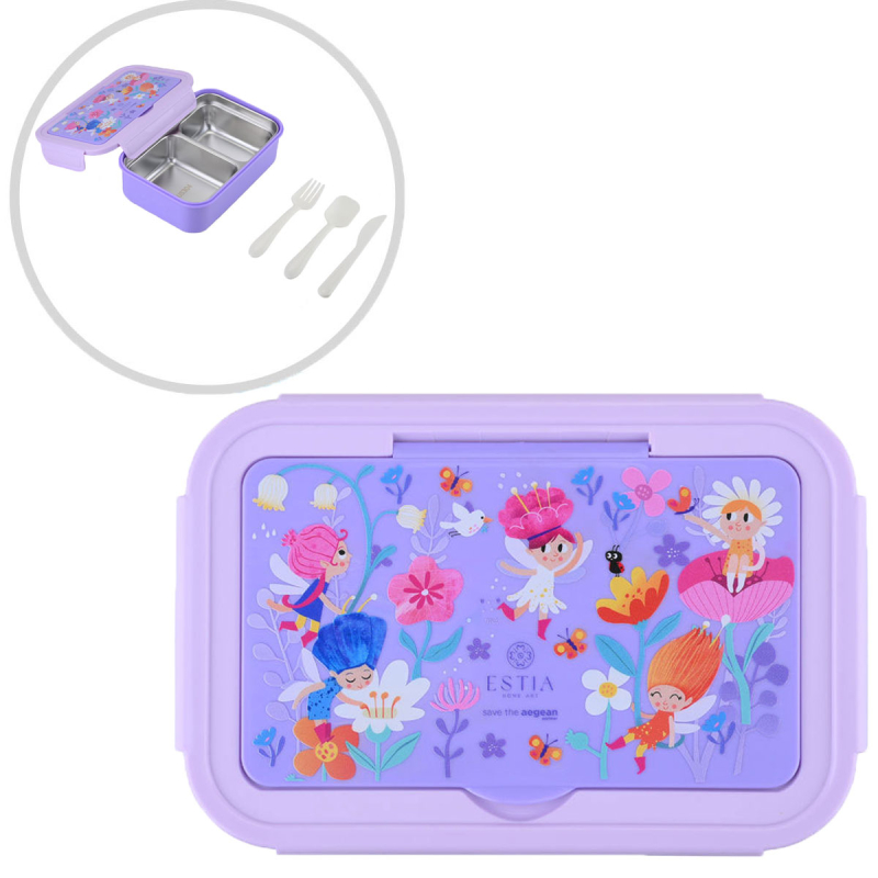 Φαγητοδοχείο Με Χωρίσματα & Κουτάλι & Πιρούνι & Μαχαίρι (Σετ) Estia Save The Aegean Fairy Tales 01-34337