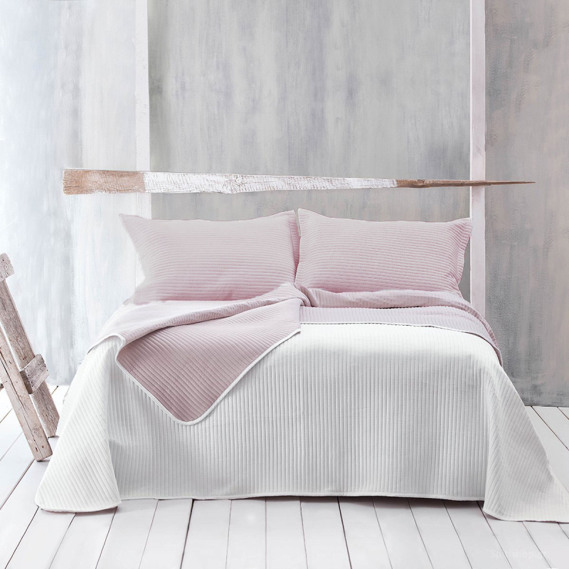 Κουβερλί Υπέρδιπλο (Σετ 230x250) 2 Όψεων Rythmos Jazz 01 Εκρού/Πούδρα