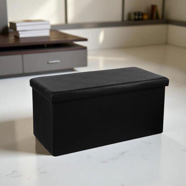 Ταμπουρέ Με Αποθηκευτικό Χώρο (76x38x38) A-S Fold Black 140090A
