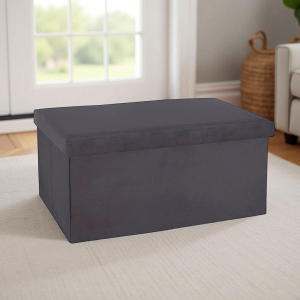 Ταμπουρέ Με Αποθηκευτικό Χώρο A-S Tess Velvet Dark Grey 156911C