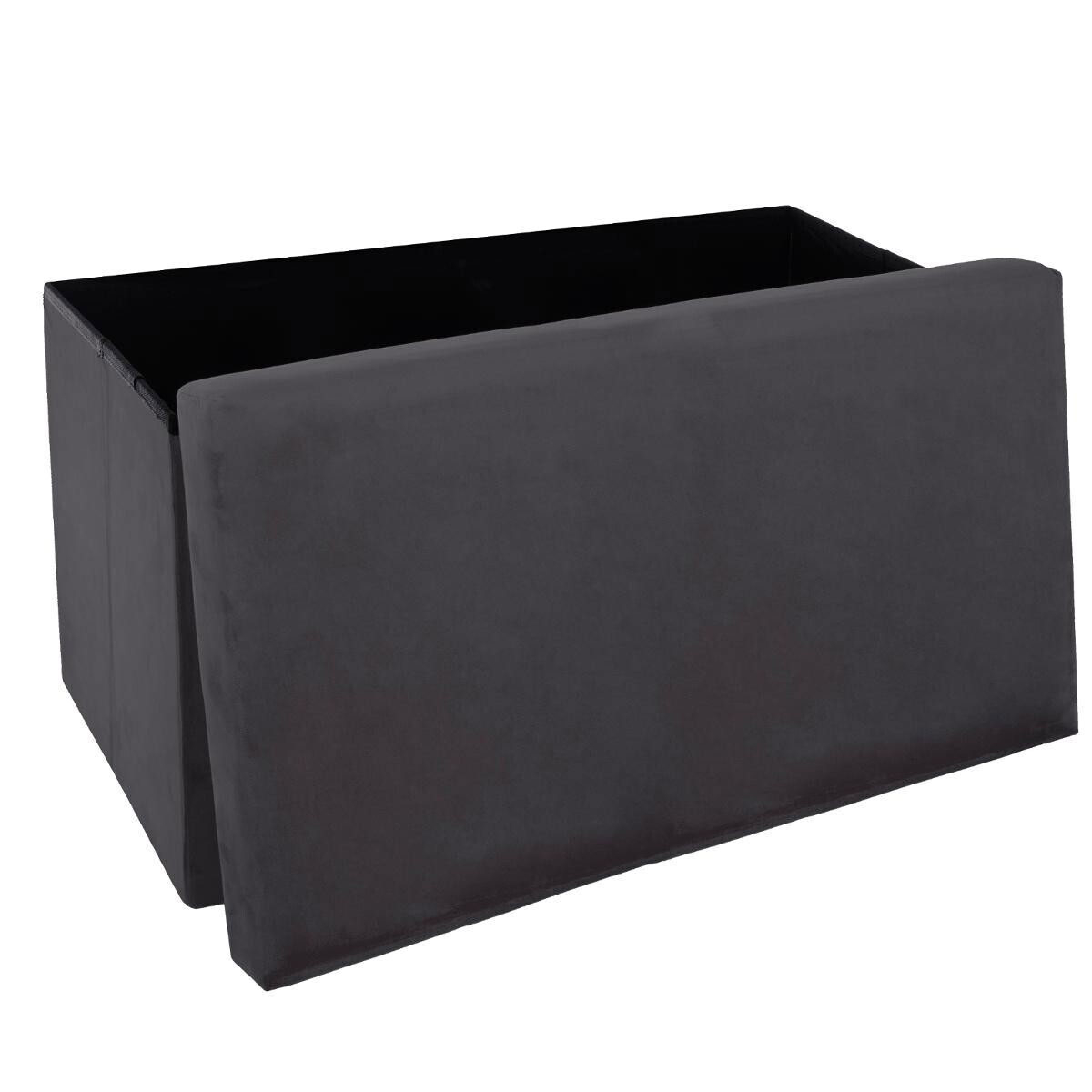 Ταμπουρέ με Αποθηκευτικό Χώρο A-S Tess Velvet Dark Grey 156911C Home Έπιπλα Spitishop