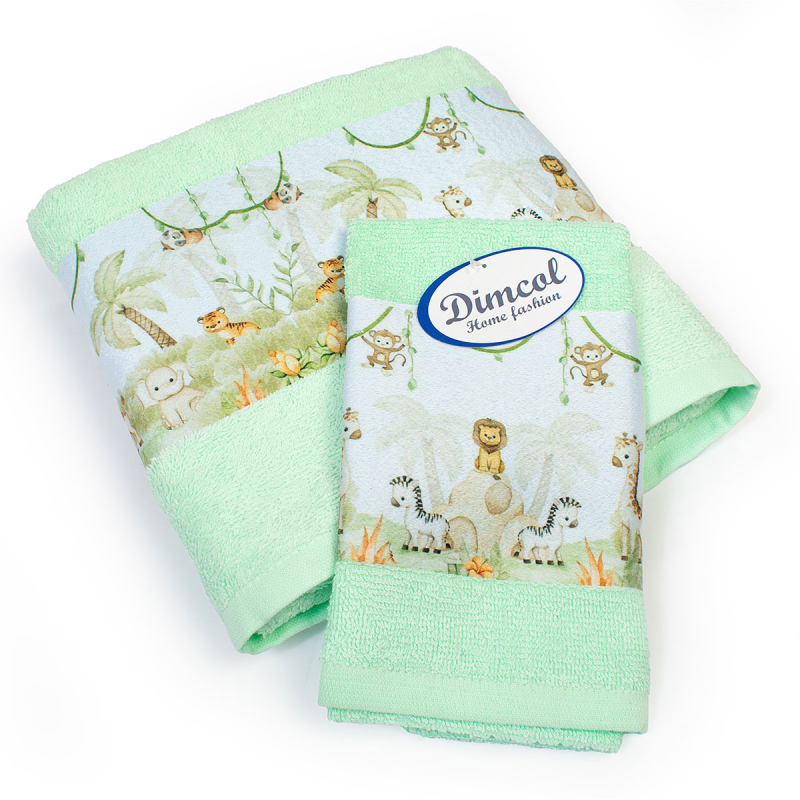 Βρεφικές Πετσέτες (Σετ 2τμχ) Dimcol Jungle 352 Mint