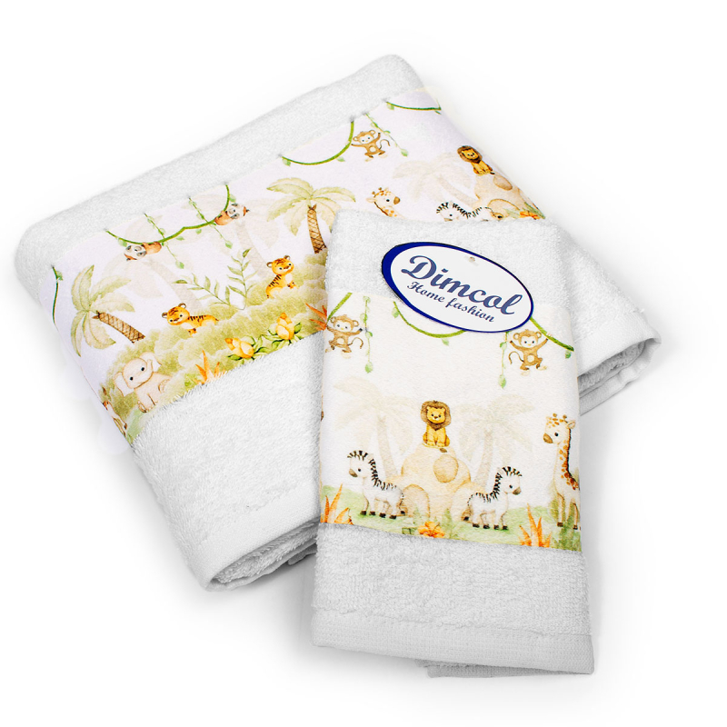 Βρεφικές Πετσέτες (Σετ 2τμχ) Dimcol Jungle 350 White