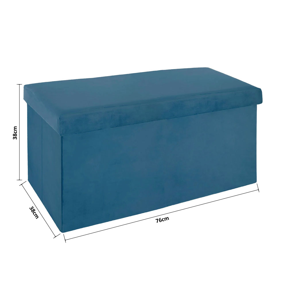 Ταμπουρέ με Αποθηκευτικό Χώρο (76X38X38) A-S Tess Velvet Blue 156911A Home Έπιπλα Spitishop