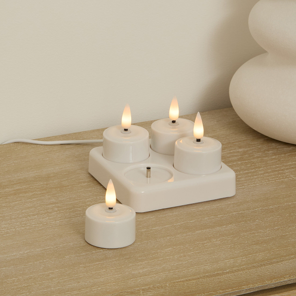Επαναφορτιζόμενα Διακοσμητικά Φωτιστικά Κεριά Ρεσώ LED (Σετ 4τμχ) A-S Aitor 211709