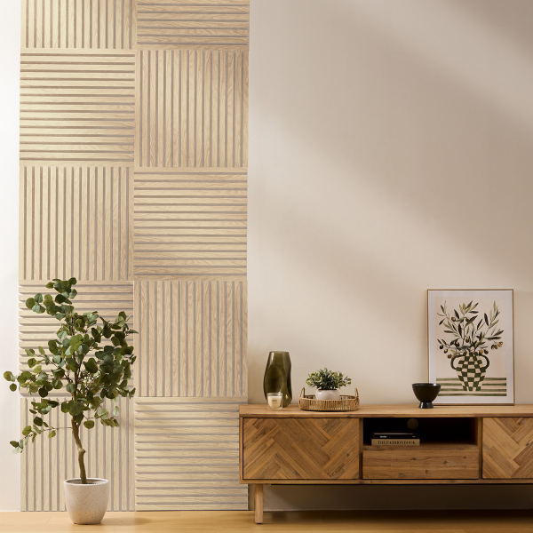 3D Πάνελ Τοίχου Ξύλινο (60x60) A-S Colva Beige 210403D