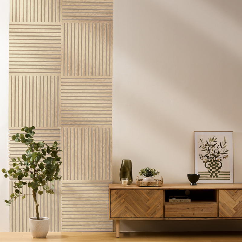 3D Πάνελ Τοίχου Ξύλινο (60x60) A-S Colva Beige 210403D