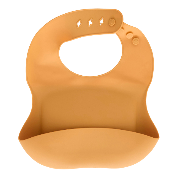 Σαλιάρα Σιλικόνης 6+ Μηνών (22x2x26) & Κουτάλι Σετ 2τμχ A-S Yum Ocre 211062D