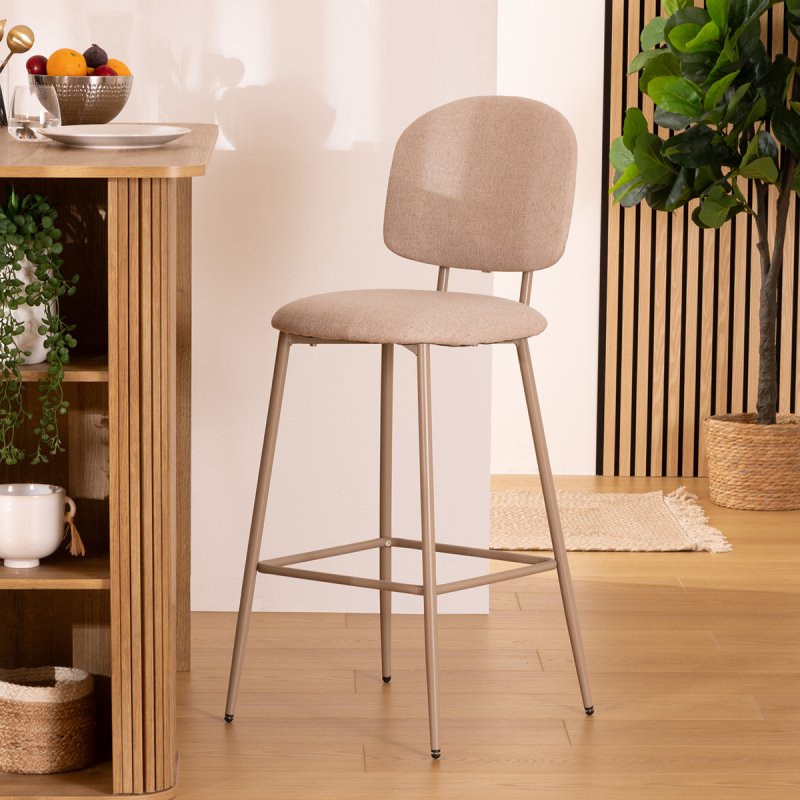 Σκαμπό Μπαρ Με Πλάτη (43x52.5x108.5) A-S Kamili Beige 207321A