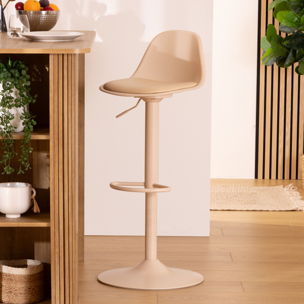 Σκαμπό Μπαρ Με Πλάτη (Φ45x103) A-S Aiko Beige 179171F