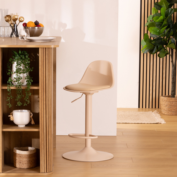 Σκαμπό Μπαρ Με Πλάτη (Φ45x103) A-S Aiko Beige 179171F