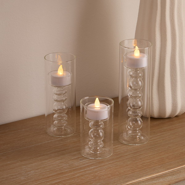 Διακοσμητικά Φωτιστικά Κεριά Ρεσώ LED Σε Κηροπήγιο (Σετ 3τμχ) A-S Lena 211647