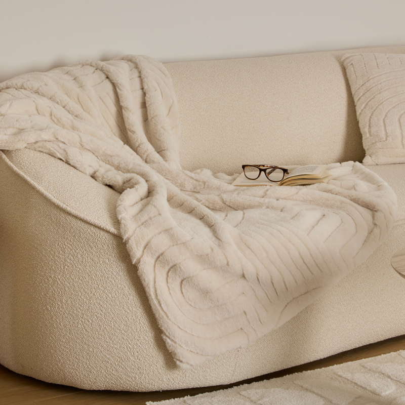 Γούνινη Κουβέρτα Καναπέ (120x160) A-S Arka Ivory 212412