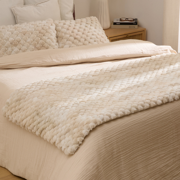 Γούνινη Τραβέρσα Κρεβατιού (80x180) A-S Adriel Beige 212422