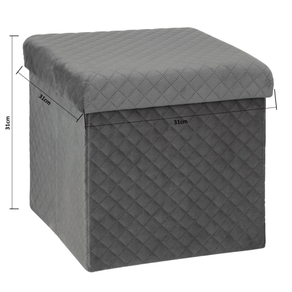 Σκαμπό Με Αποθηκευτικό Χώρο (31x31x31) F-V Velvet Grey 167845E