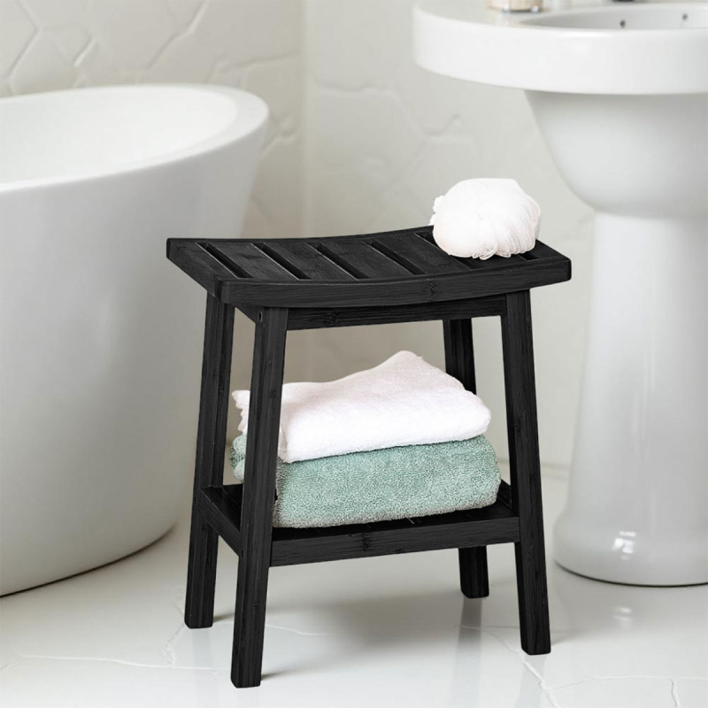 Σκαμπό Με Ράφι (40x25x46) F-V Black 174605A