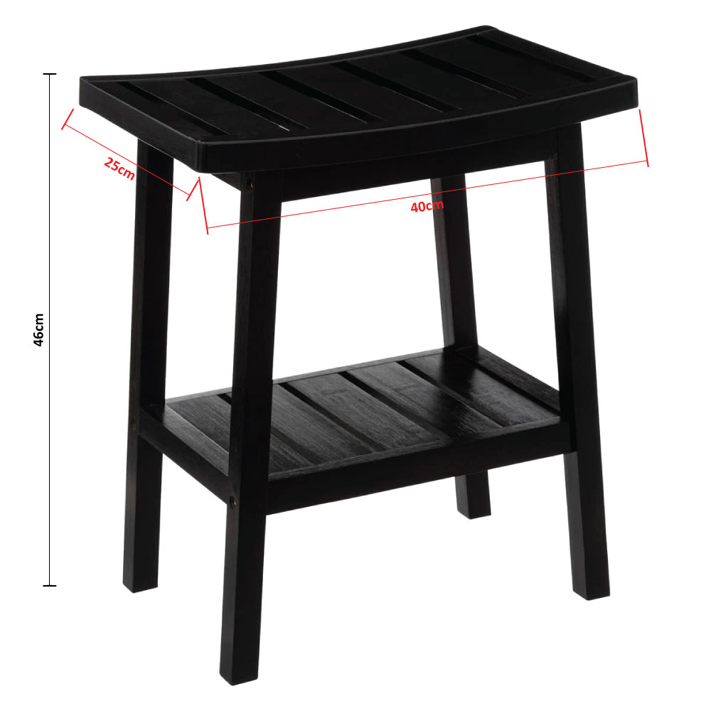 Σκαμπό με Ράφι (40X25X46) F-V Black 174605A Home Έπιπλα Spitishop