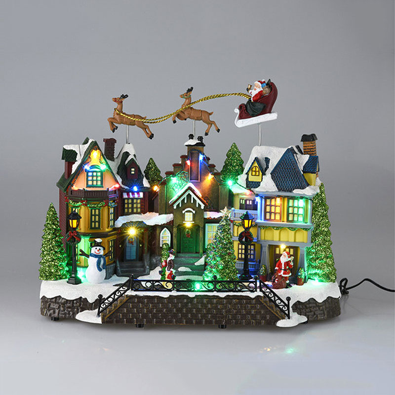 Χριστουγεννιάτικο Χωριό Με Led - Μουσική - Κίνηση (42.5x23x35.5) K-M Flying Sleigh ABG102100