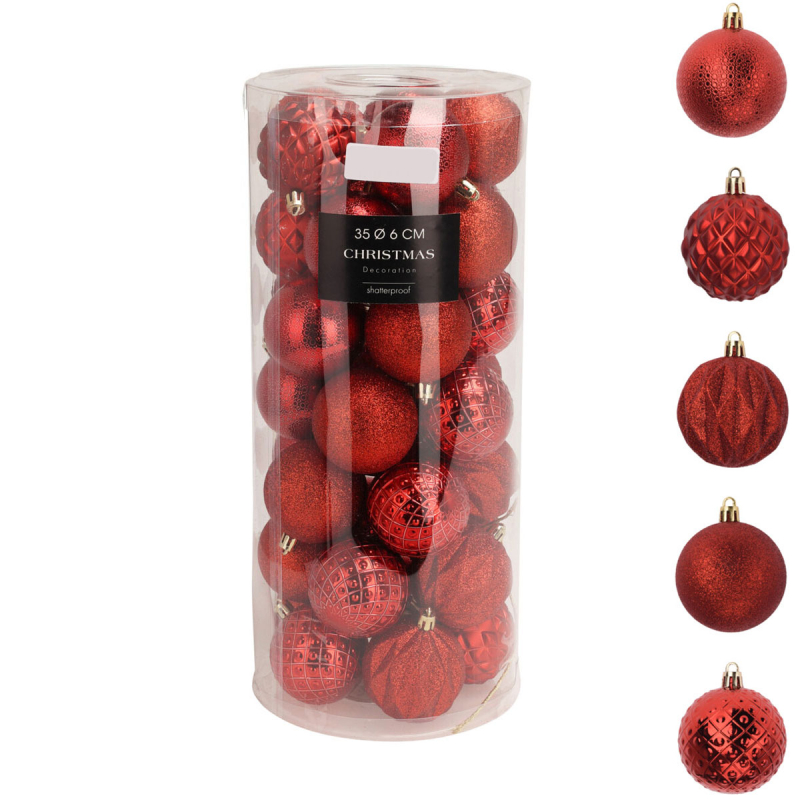 Χριστουγεννιάτικες Μπάλες (Σετ 35τμχ) K-M Red AVS101720
