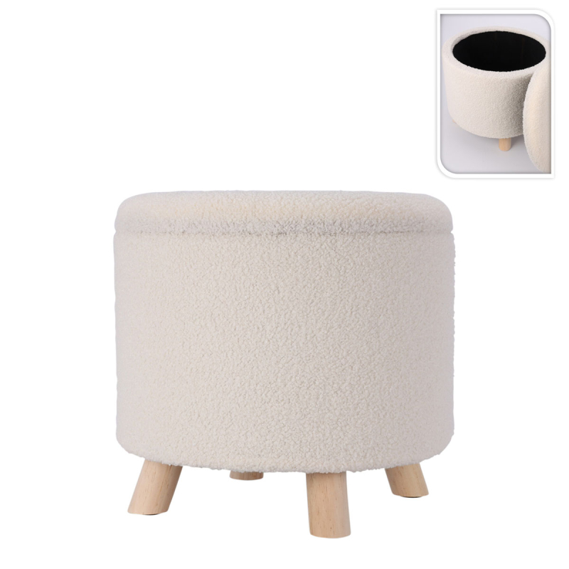 Σκαμπό Με Αποθηκευτικό Χώρο (Φ40x37) K-M Teddy White AAK400200