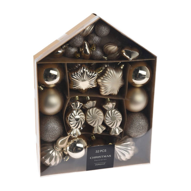 Χριστουγεννιάτικα Στολίδια (Σετ 32τμχ) K-M Cream CAN303770