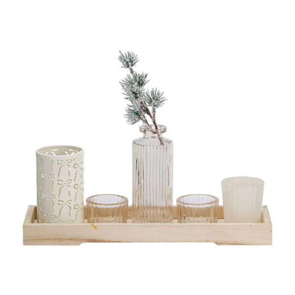 Χριστουγεννιάτικος Δίσκος Με Κηροπήγια 7τμχ K-M ASH600350