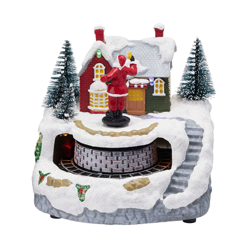 Χριστουγεννιάτικο Χωριό Με Led & Κίνηση (12.8x12x13) K-M Santa ACD911620